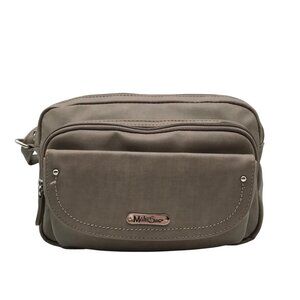 Multisac Taupe Faux Leather Double Zip Crossbody